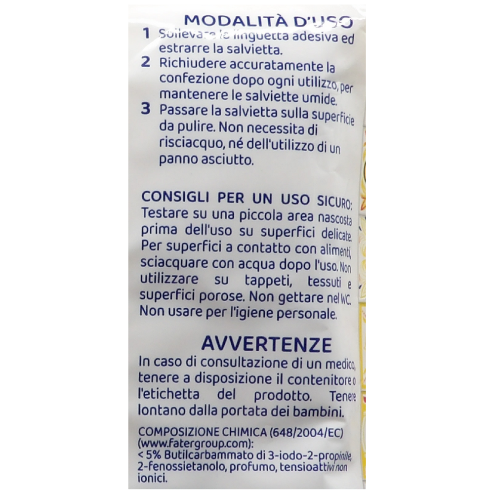 Salviettine Igienizzanti, Azione Sgrassante, con Alcool, al Profumo di Limone, Rimuove Germi e Batteri (Confezione da 40 Salviette)