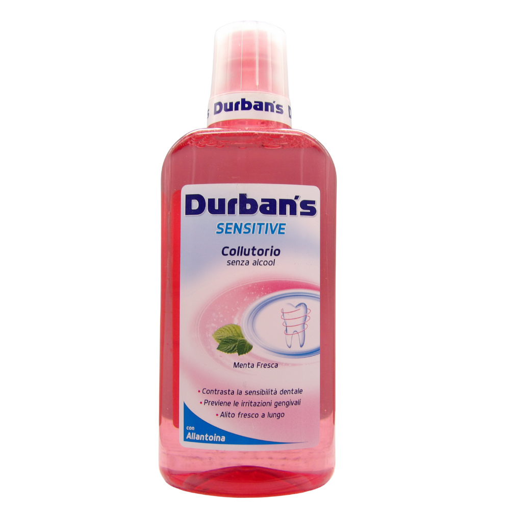 DURBAN'S Colluttorio SENSITIVE, Contrasta La Sensibilità Dentale, Previene Le Irritazioni Gengivali, Alito Fresco A Lungo, Con Alatonina, Menta Fresca 500ml