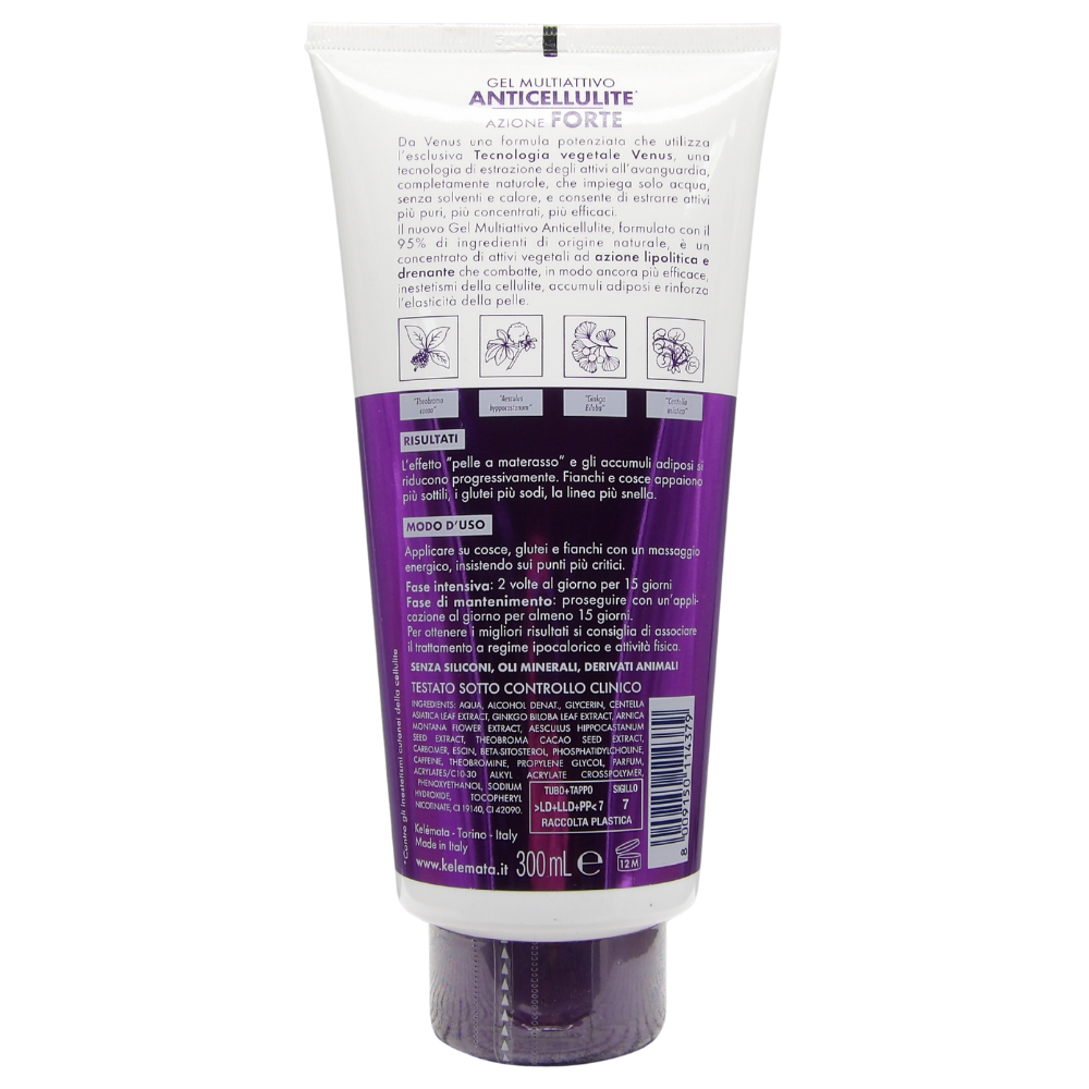 VENUS Gel Multiattivo Anticellulite, Azione Forte. Combatte Le Adiposità, Minimizza La "Pelle a Materasso", Rinforsa L'Elasticità 300ml