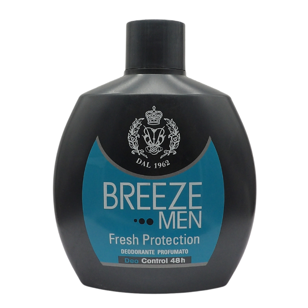 BREEZE Deodorante Profumato Men, FRESH PROTECTION, No Gas, Formulato Senza Sali Di Alluminio 100ml