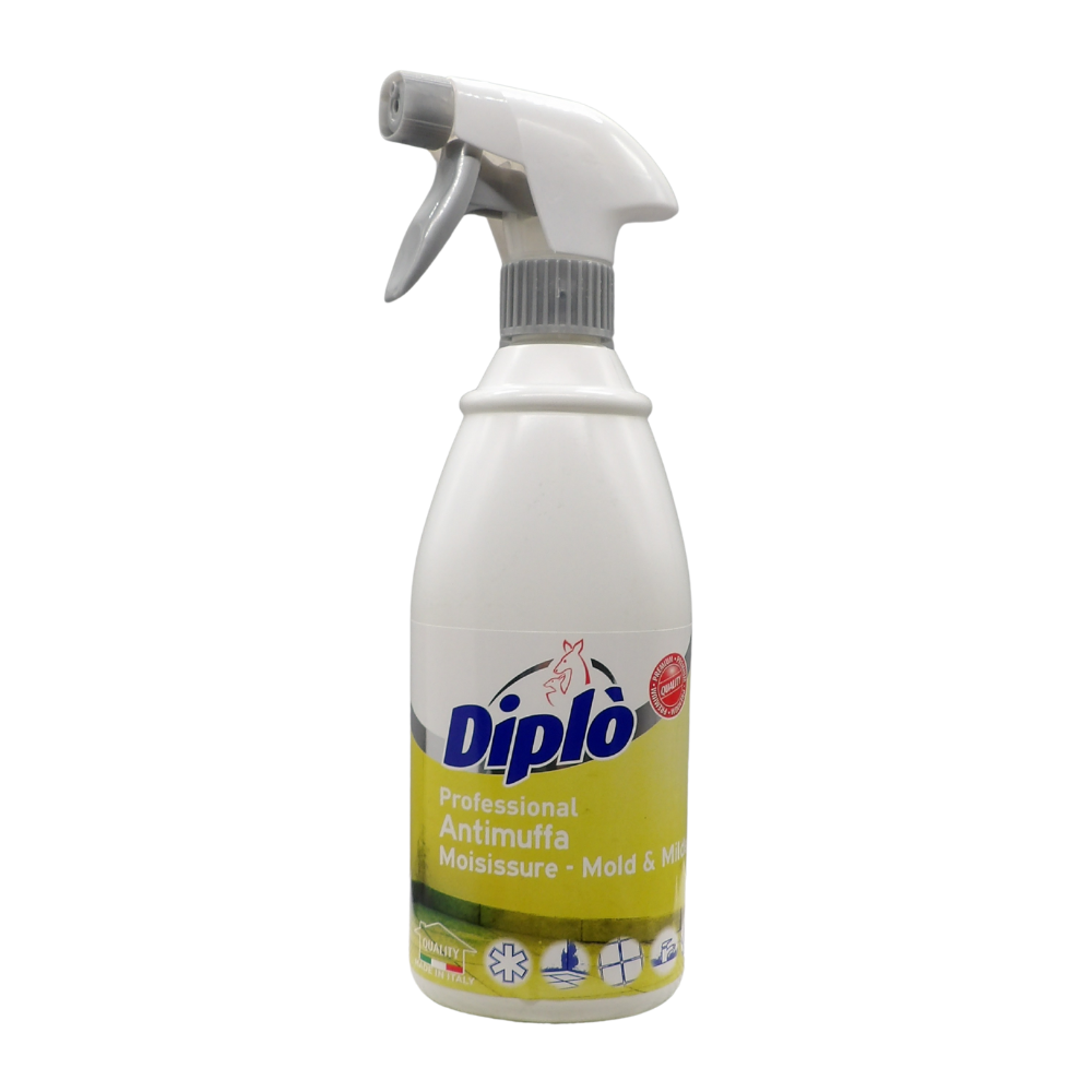 DIPLO' ANTIMUFFA; a base di ipoclorito di sodio (candeggina), progettati per eliminare e prevenire la formazione di muffe, funghi e annerimenti causati dall'umidità