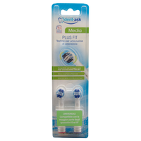 DENTASK PLUS FIT, Testina Per Una Pulizia Di Precisione. Media. Setole a Lunghezza Differenziata. Compatibile Con La Maggior Parte Degli Spazzolini Elettrici (Confezione Da 2 Ricariche)