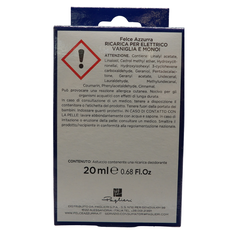 Felce Azzurra - Aria Di Casa, Ricarica Per Diffusore Elettrico, VANIGLIA e MONOI 20ml