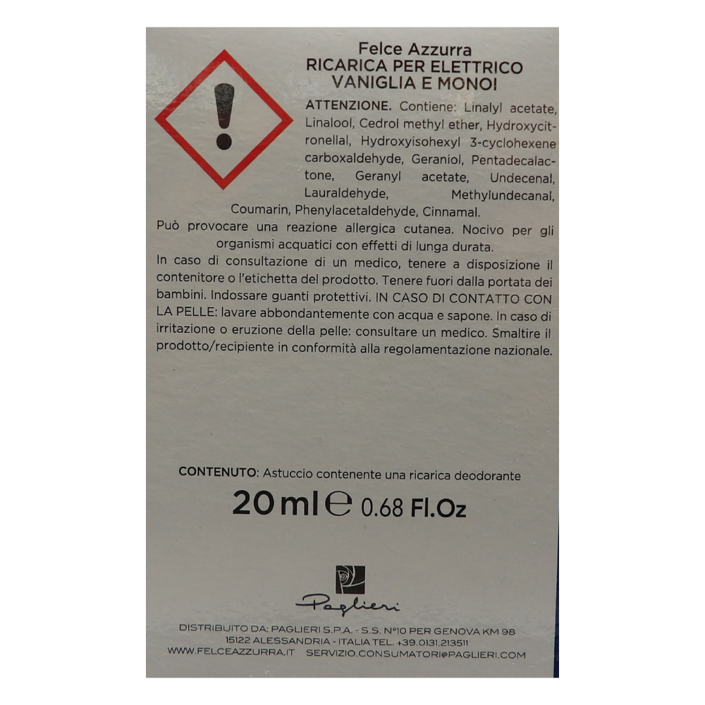 Felce Azzurra - Aria Di Casa, Ricarica Per Diffusore Elettrico, VANIGLIA e MONOI 20ml