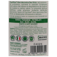 EQUILIBRA Deo Stick ALOE IALURONICA, FRESCHEZZA, 0% Alcool, Sls e Sles,Parabeni e Petrolati. Adatto Per Pelli Sensibili 50ml