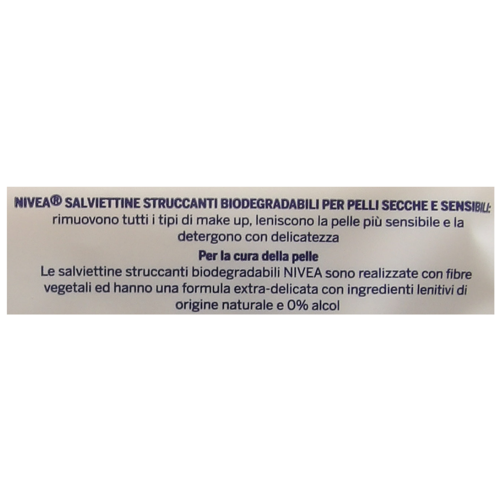 NIVEA Salviettine Struccanti, Per Occhi, Labbra e Viso. Per Pelli Secche e Sensibili. Biodegradabili (Confezione Da 25 Salviettine)