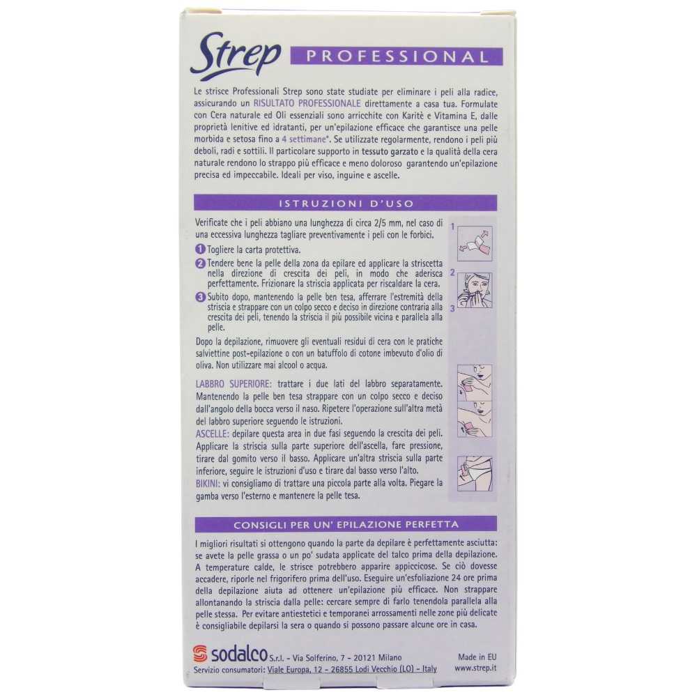 STREP Strisce Depilatorie, VISO E PARTI DELICATE. Pelle Liscia Fino a 4 Settimana. Precise Ed Efficaci. Cera Naturale e Oli Essenziali (Confezione Da 10 Strisce + 4 Salviettine)
