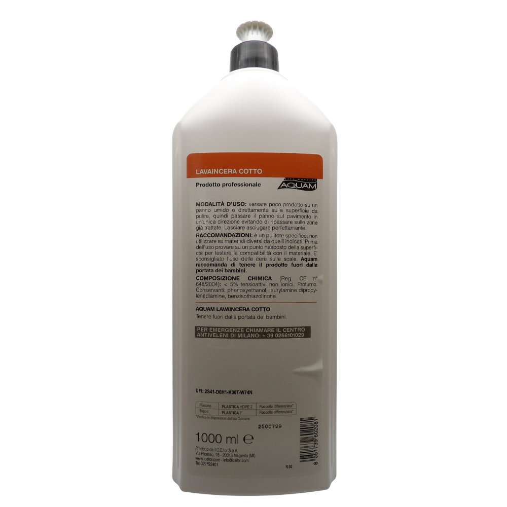 Aquam, Lava In Cera Cotto, Pronto All'Uso. Ideale Per Pavimenti Porosi In Cotto, Pietra Naturale 1000ml