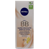 NIVEA Crema Viso Giorno, 5in1 BB Cream, Super Idratante, 24h No Stop, Naturale. SPF15, Con Olio Di Jojoba e Pigmenti Illuminanti 50ml
