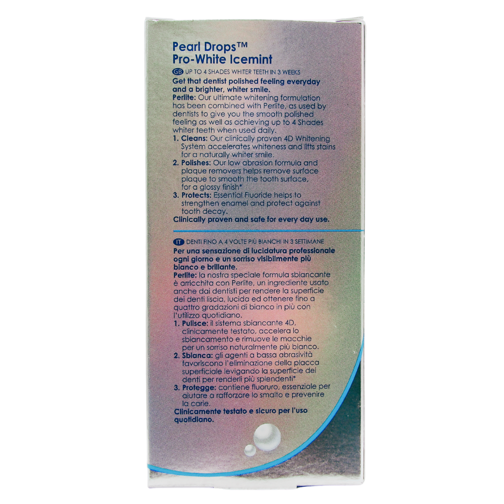 PEARL DROPS Dentifricio Daily Whitening, PRO-WHITE ICEMINT, Pulisce, Sbianca e Protegge 50ml