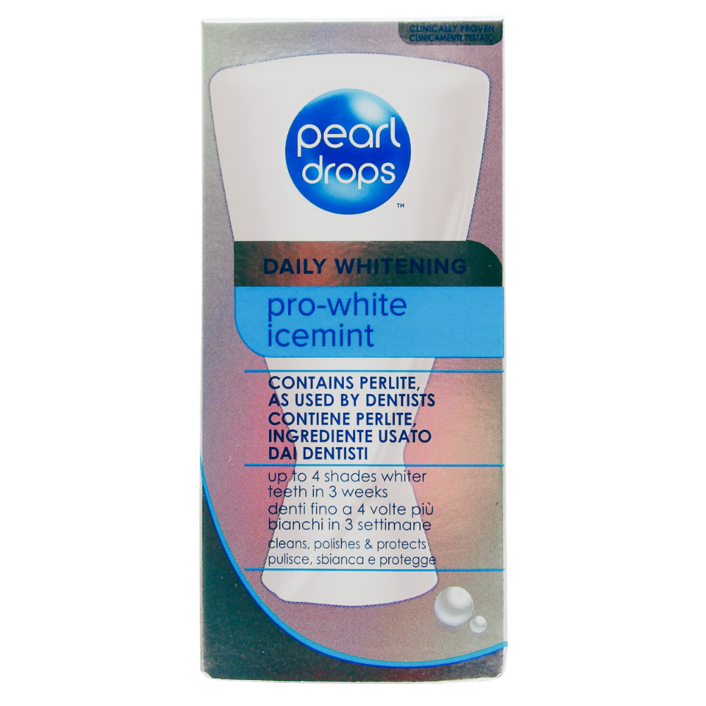 PEARL DROPS Dentifricio Daily Whitening, PRO-WHITE ICEMINT, Pulisce, Sbianca e Protegge 50ml