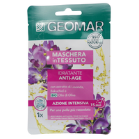 GEOMAR Maschera In Tessuto Viso, Idratante ANTI-AGE, Azione Intensiva 15min, Per Una Pelle Più Rassodata, Con Estratto Di Lavanda, Bakuchiol e BIO Olio Di Oliva 22ml