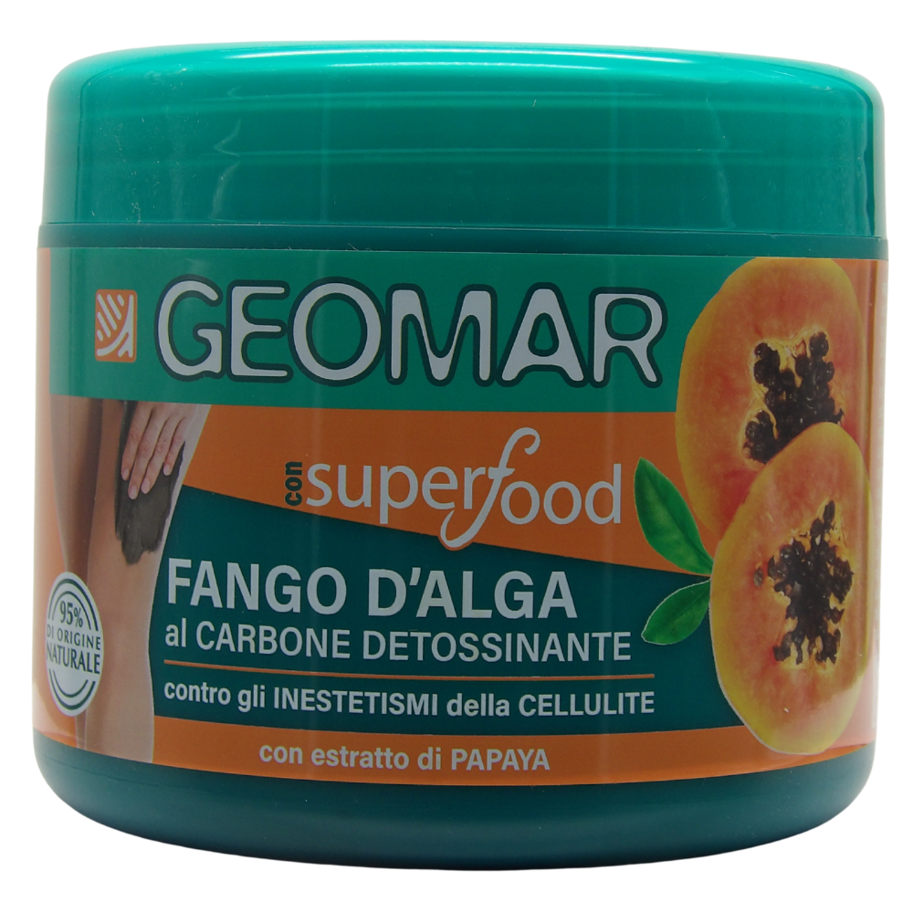 GEOMAR Fango D'Alga Con Superfood, Al CARBONE DETOSSINANTE. Contro Gli Inestetismi Della Cellulite, Con Estratto Di Papaya 600g