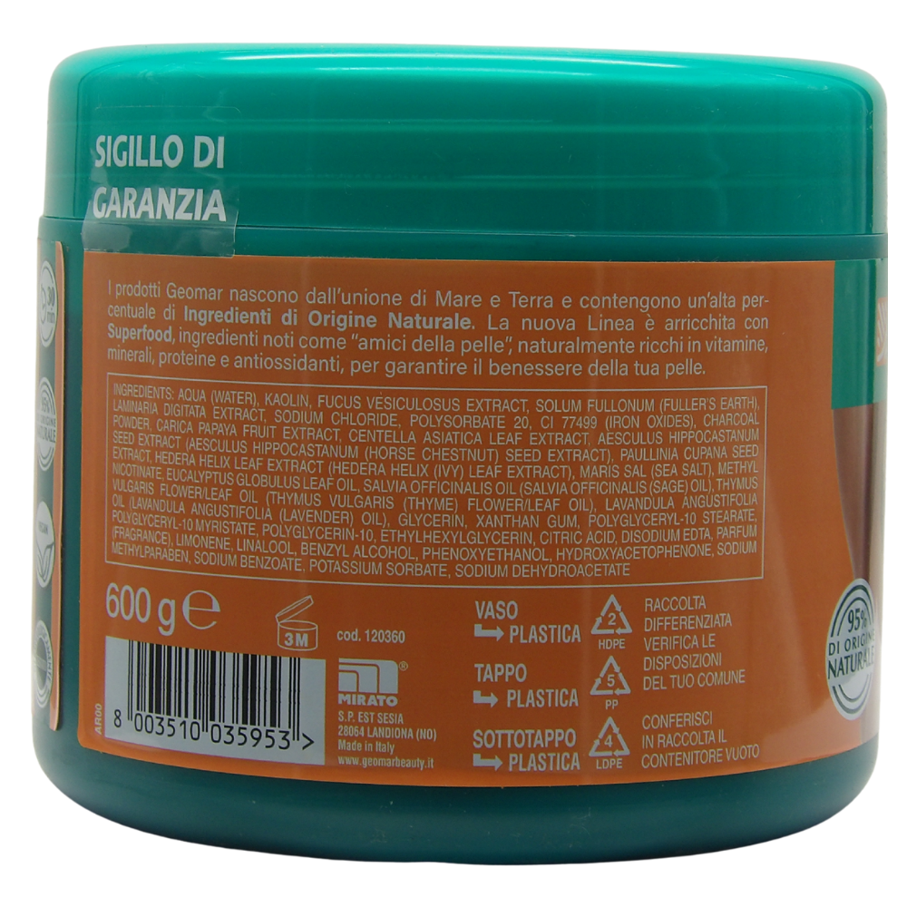 GEOMAR Fango D'Alga Con Superfood, Al CARBONE DETOSSINANTE. Contro Gli Inestetismi Della Cellulite, Con Estratto Di Papaya 600g