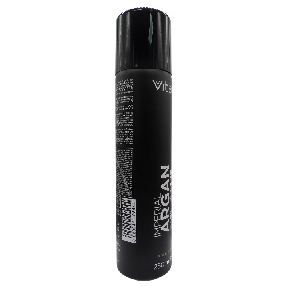 VITALCARE IMPERIAL ARGAN, Lacca Spray Fissaggio Forte, Con Olio Di Argan. Capelli Setosi, Brillantezza Immediata 250ml