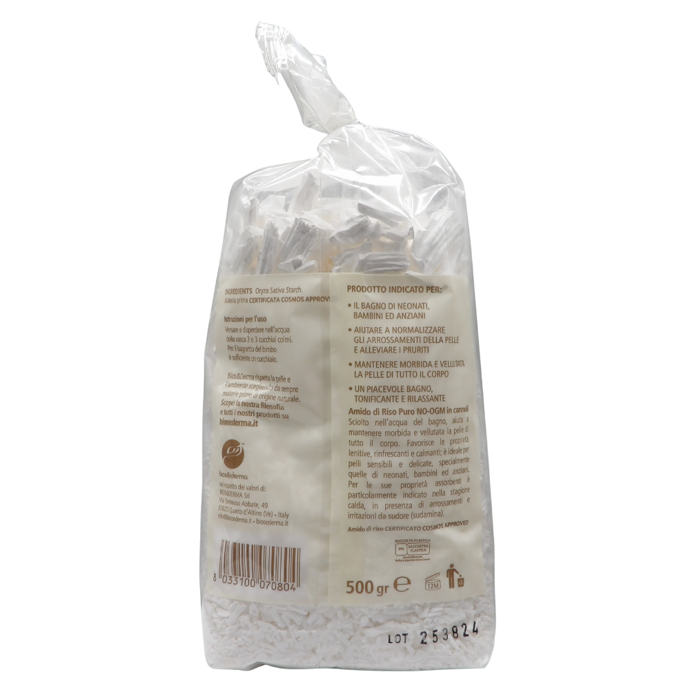 BIOS & DERMA Sali Da Bagno, AMIDO DI RISO PURO Da Bagno In Cannoli. Emoliente, Lenitivo e Rinfrescante. Privo Di Diossine e Senza Profumo. Non Trattato Con Radiazioni Ionizzanti 500g