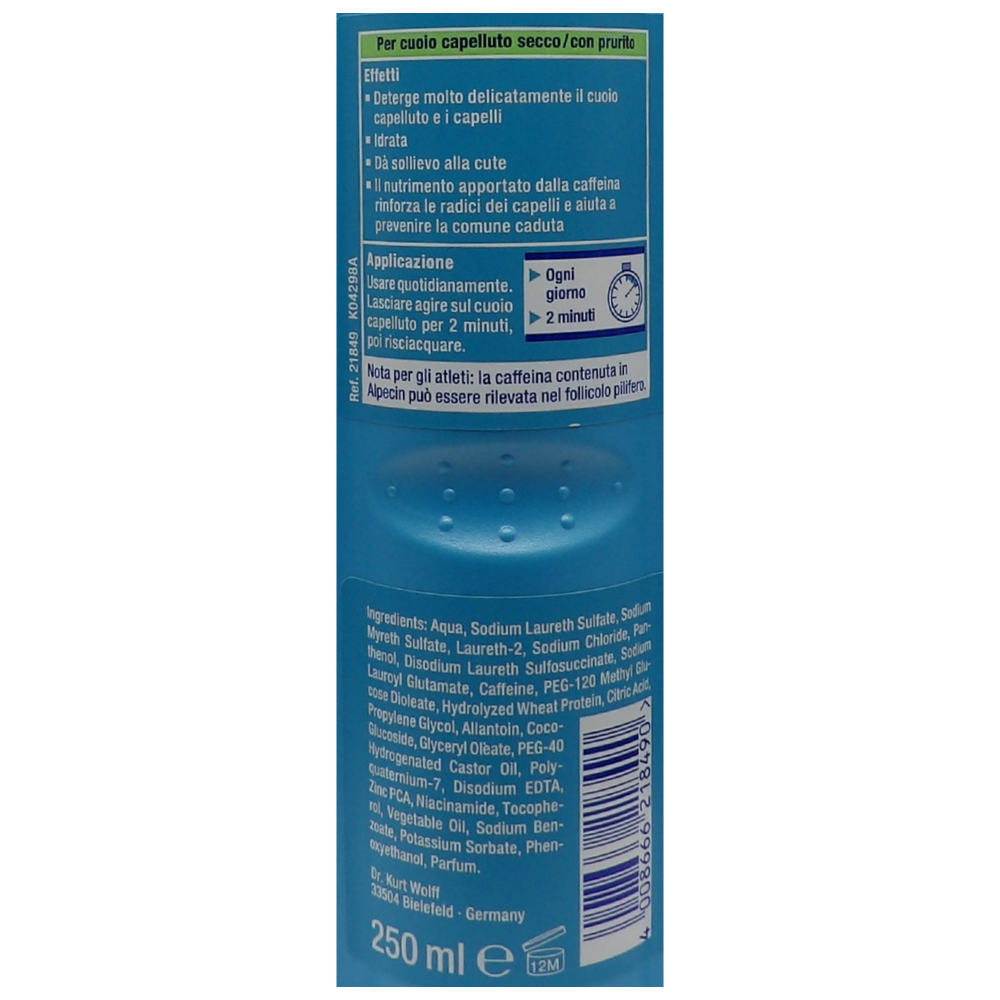 Alpecin Hybrid Caffeine Shampoo, 1 x 250 ml – Adatto per il cuoio capelluto sensibile o pruriginoso, è lo shampoo alla caffeina che aiuta a previene la caduta ereditaria dei capelli.