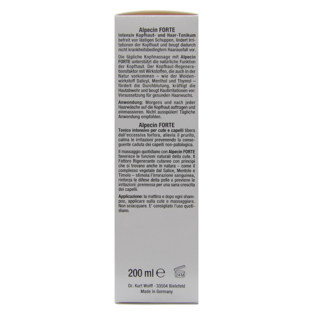 Alpecin Medicinal FORTE Tonico - 1 x 200 ml - Efficace contro forfora e caduta dei capelli, allevia il prurito del cuoio capelluto, lenisce le irritazioni, ideale per capelli grassi