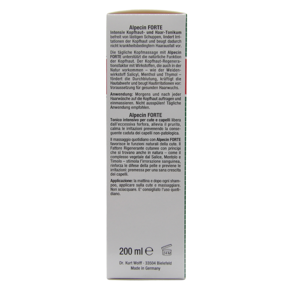 Alpecin Medicinal FORTE Tonico - 1 x 200 ml - Efficace contro forfora e caduta dei capelli, allevia il prurito del cuoio capelluto, lenisce le irritazioni, ideale per capelli grassi