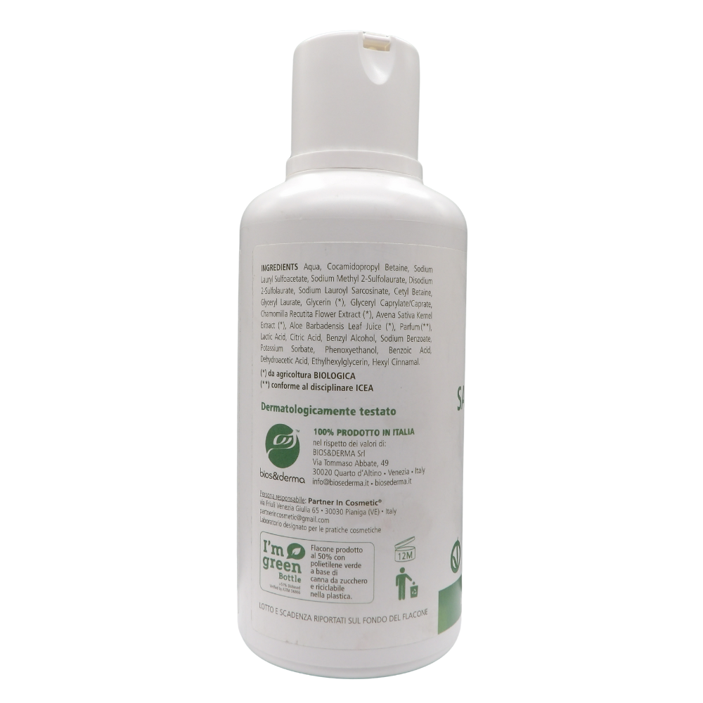 BIOS & DERMA Sapone Delicato Biologico, Igiene Corpo, Eco Bio Protettivo. Con Aloe Vera, Avena e Camomilla 500ml