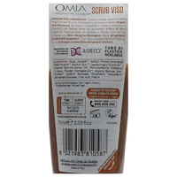 Omia, Scrub Viso Eco Bio Con Olio di Argan del Marocco, Trattamento Esfoliante e Nutriente, Per Pelli Normali e Miste, Senza Siliconi, Dermatologicamente Testato - Flacone da 75 ml