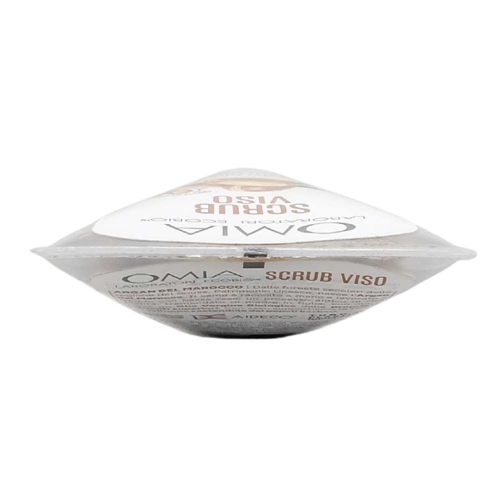 Omia, Scrub Viso Eco Bio Con Olio di Argan del Marocco, Trattamento Esfoliante e Nutriente, Per Pelli Normali e Miste, Senza Siliconi, Dermatologicamente Testato - Flacone da 75 ml
