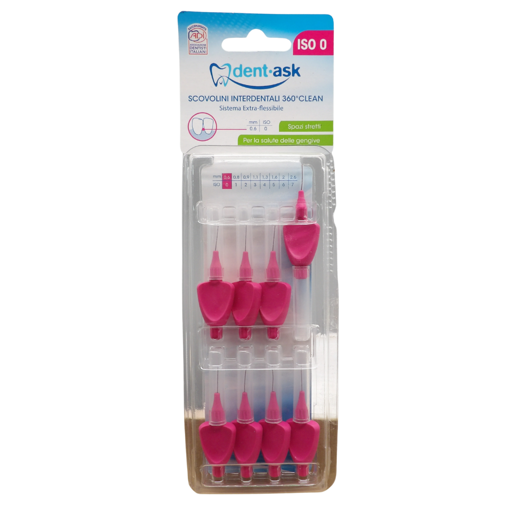 DENTASK Scovolino Interdentale 360° Clean, Misura ISO 0. Per La Salute Delle Gengive, Spazi Stretti mm 0.6
