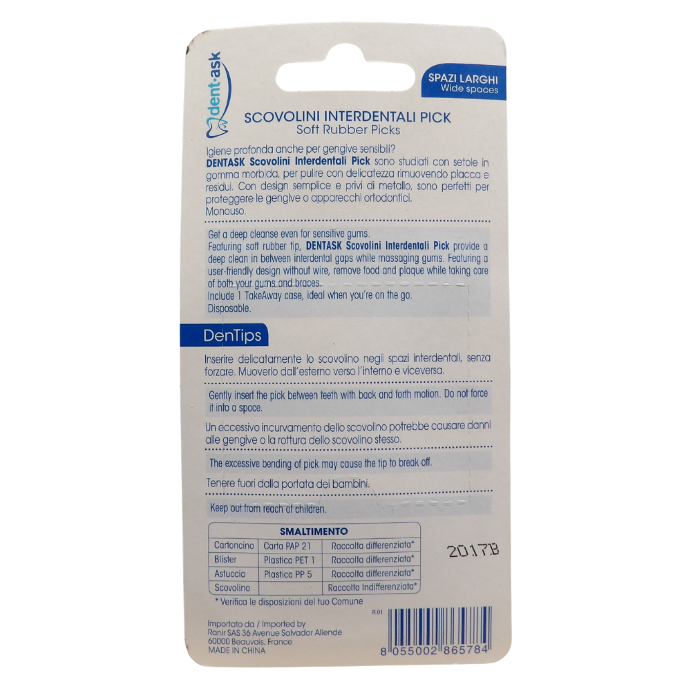 DENTASK Scovolini Interdentali Pick, Testina In Gomma Morbida. Delicatezza Sulle Gengive, Spazi Larghi (Confezione Da 40 Pezzi)