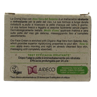 OMIA Crema Viso IDRATANTE, Idrata e Rinfresca. Con Aloe Vera Del Salento. 0% Siliconi, PEG, Coloranti 50ml (Unità)