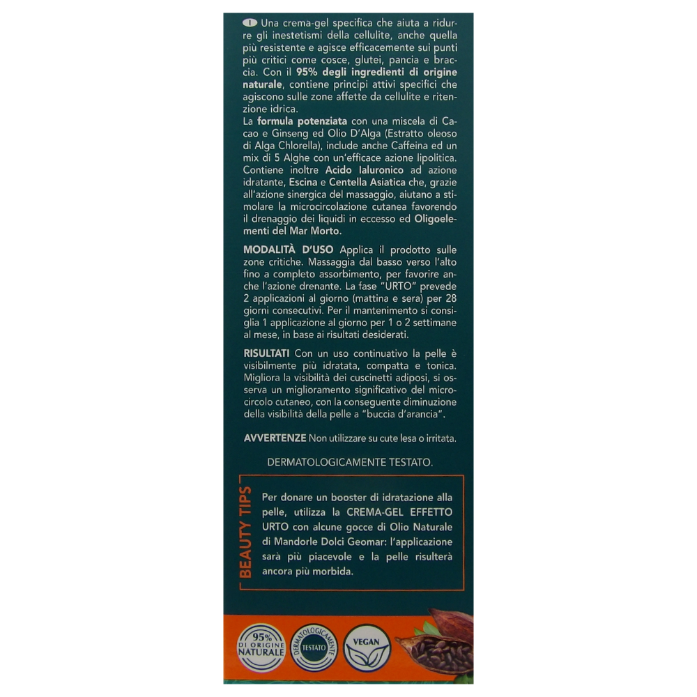 GEOMAR | Crema Gel Effetto Urto, Azione Tonificante Contro gli Inestetismi della Cellulite Resistente, Ingredienti 95% di Origine Naturale, Made in Italy, 200 ml