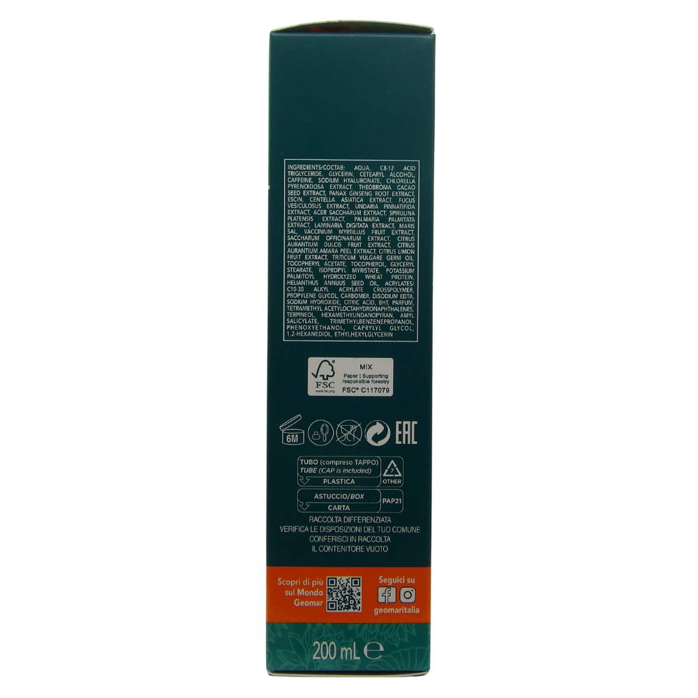 GEOMAR | Crema Gel Effetto Urto, Azione Tonificante Contro gli Inestetismi della Cellulite Resistente, Ingredienti 95% di Origine Naturale, Made in Italy, 200 ml