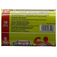 DOMOPAK Sacchi Nettezza MAXI STRONG, Formato 150L, Misura 80x120 cm. Ultra Resistente - Spessore Maggiorato. Rotolo Da 10 Sacchi Neri (Rotolo)