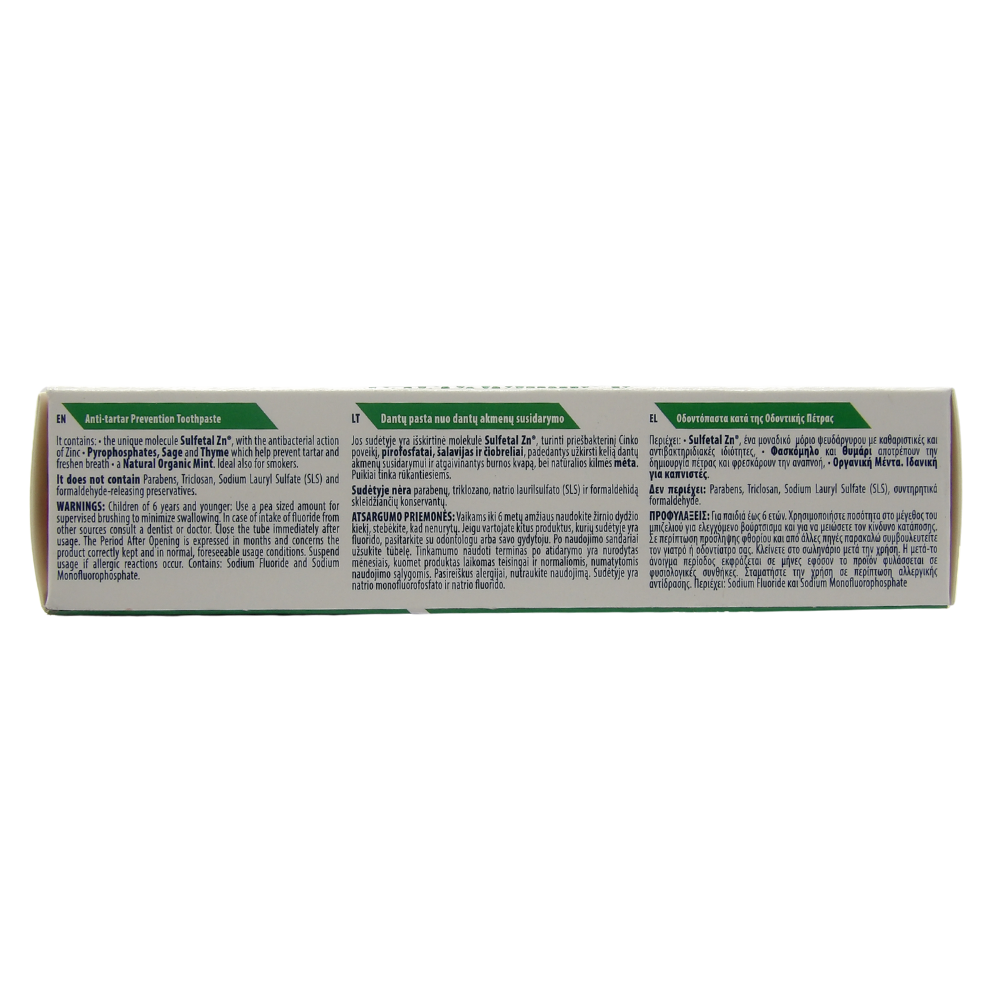 PASTA DEL CAPITANO Dentifricio ANTITARTARO, Rinfresca L'Alito, Ideale Per Fumatori, Aiuta a Prevenire La Placca. Con Pirofosfati, Salvia e Timo, Sulfetal Zn e Menta Bio Certificata 75ml