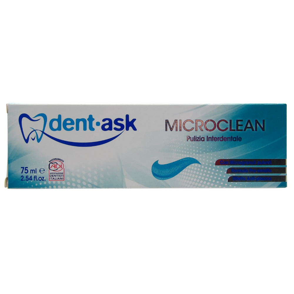 DENTASK Dentifricio MICROCLEAN, Pulizia Interdentale. Con Microgranuli Pulenti, Formula Pro-Smalto, Effetto Anti-Placca 75ml
