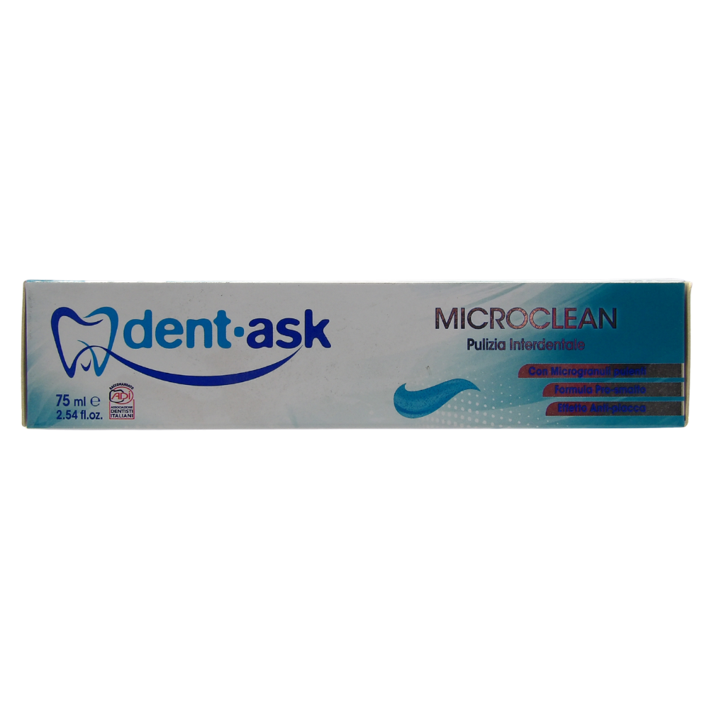 DENTASK Dentifricio MICROCLEAN, Pulizia Interdentale. Con Microgranuli Pulenti, Formula Pro-Smalto, Effetto Anti-Placca 75ml