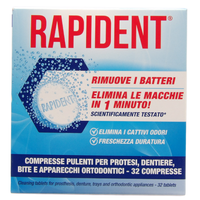 RAPIDENT Compresse Pulenti Per Apparecchi Dentali Ortodontici. Rimuove i Batteri, Elimina Le Macchie In 1 Minuto! Elimina i Cattivi Odori, Freschezza Duratura (Confezione Da 32 Compresse)