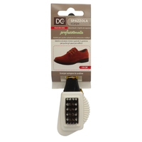 DC Spazzola Scarpe Professionale, Adatta Per Pulire Calzature In Camoscio e Nabuk. Setole a Durezza Mista e Spatole In Gomma Per Pulire Gli Spazi Più Difficili 19cm