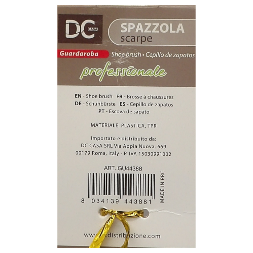 DC Spazzola Scarpe Professionale, Adatta Per Pulire Calzature In Camoscio e Nabuk. Setole a Durezza Mista e Spatole In Gomma Per Pulire Gli Spazi Più Difficili 19cm