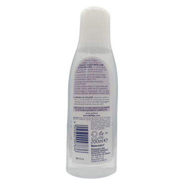 NIVEA Acqua Micellare EXTRA-DELICATA, Per Pelli Sensibili. Detergente 3in1 Per Viso & Occhi. Con Dexpantenolo & Olio Di Semi D'Uva 200ml