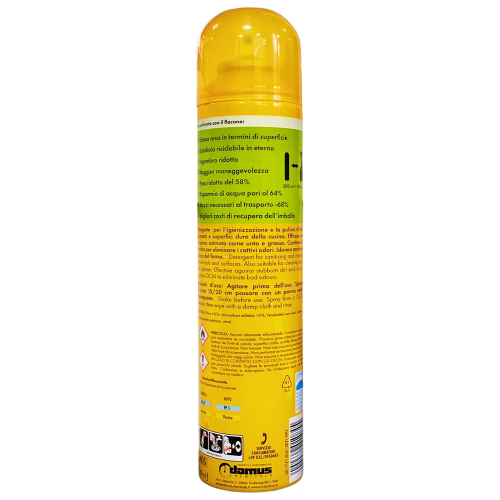 Chiaro Luce Spray SGRASSATORE CUCINA, Pulito Senza Fatica, Sgrassa e Igienizza, Elimina Gli Odori Con OCM 300ml