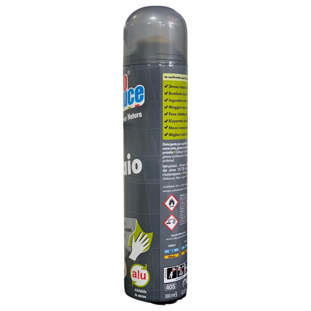 Chiaro Luce Spray ACCIAIO, Pulito Senza Fatica, Sgrassa Senza Graffiare, Lucida e Protegge 300ml