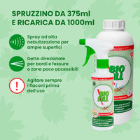 Kit Biokill Insetticida Biologico di Piretro Naturale a Base Acquosa - 1x Flacone Spray da 375ml + 1x Ricarica da 1 Litro Bio Kill